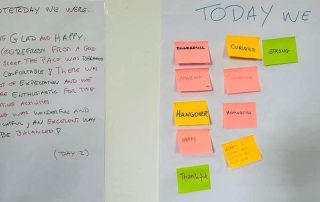 Apontamentos em papel com post its